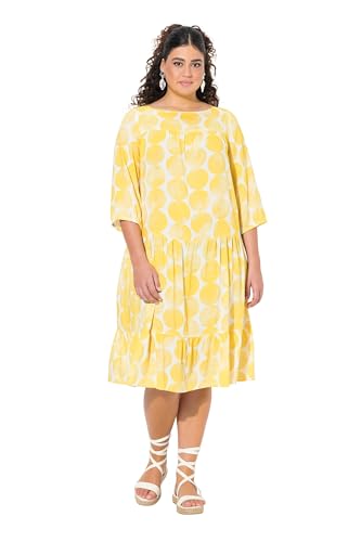 Ulla Popken Damen große Größen Übergrößen Plus Size Kleid mit AOP und Volants von Ulla Popken