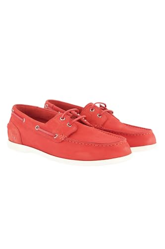 Ulla Popken Damen große Größen Übergrößen Plus Size Leder-Bootsschuh, Nubukleder, Wechselfußbett, Weite H neon rot 40 835291520-40 von Ulla Popken