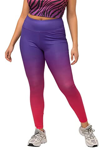 Ulla Popken Damen große Größen Übergrößen Plus Size Leggings, Farbverlauf, Tasche, recycelt, schnelltrocknend neon rot 54+ 818493579-54+ von Ulla Popken