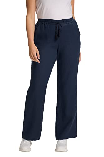 Ulla Popken Damen Leinenhose Hose, Marine, 33W / 32L von Ulla Popken