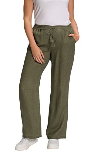 Ulla Popken Damen Leinenhose Hose, Lodengrün, 47W / 32L von Ulla Popken