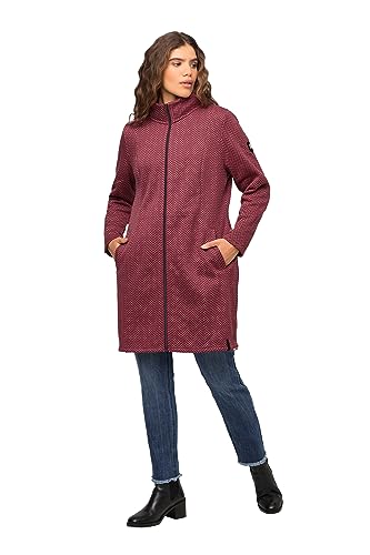 Ulla Popken Damen große Größen Übergrößen Plus Size Long-Fleecejacke, Zacken, Stehkragen, kuschelweich Karminrot 46+ 821413536-46+ von Ulla Popken