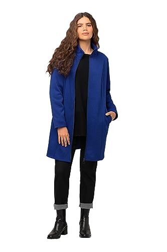 Ulla Popken Damen große Größen Übergrößen Plus Size Long-Fleecejacke, Zacken, Stehkragen, kuschelweich marine 50+ 821413130-50+ von Ulla Popken