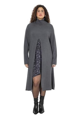 Ulla Popken Damen große Größen Übergrößen Plus Size Long-Pullover, A-Linie, Stehkragen, Langarm Graphitgrau 46+ 821607110-46+ von Ulla Popken