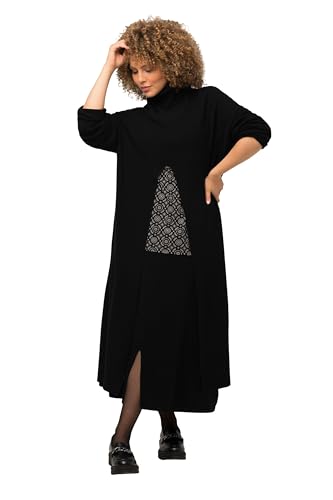 Ulla Popken Damen große Größen Übergrößen Plus Size Long-Pullover, A-Linie, Stehkragen, Langarm schwarz 50+ 821607100-50+ von Ulla Popken