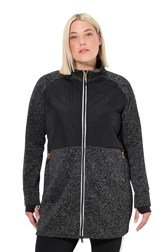 Ulla Popken Damen große Größen Übergrößen Plus Size Long-Strickfleecejacke, 2-Wege-Zipper, Daumenloch schwarz 50+ 823680100-50+ von Ulla Popken