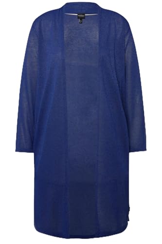 Ulla Popken Damen große Größen Übergrößen Plus Size Long-Strickjacke, Glitzer, Stehkragen, V-Ausschnitt Dunkles Saphir 50+ 817685740-50+ von Ulla Popken
