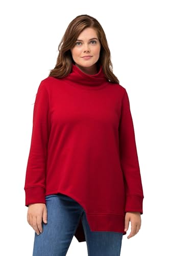 Ulla Popken Damen große Größen Übergrößen Plus Size Long-Sweatshirt, Cut-Out, Stehkragen, Langarm, Biobaumwolle Rio rot 50+ 823588555-50+ von Ulla Popken