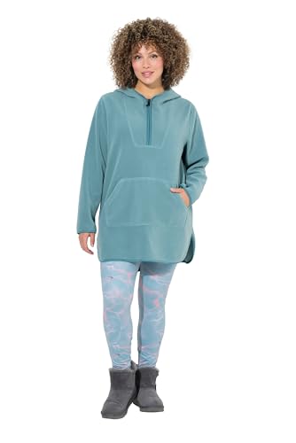 Ulla Popken Damen große Größen Übergrößen Plus Size Long-Teddy-Fleecepullover, Kapuze, Zipper, Langarm eisgrün 54+ 800546720-54+ von Ulla Popken