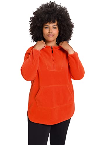 Ulla Popken Damen große Größen Übergrößen Plus Size Long-Teddy-Fleecepullover, Kapuze, Zipper, Langarm gebrannte orange 50+ 800546669-50+ von Ulla Popken