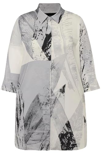 Ulla Popken Damen große Größen Übergrößen Plus Size Longbluse, Federn, Hemdkragen, 3/4-Arm schwarz 50+ 831830100-50+ von Ulla Popken