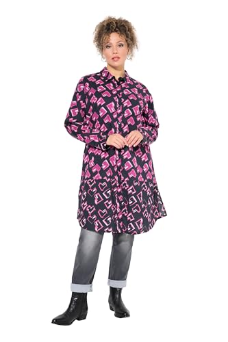 Ulla Popken Damen große Größen Übergrößen Plus Size Longbluse, Herzen, A-Linie, Hemdkragen, Langarm von Ulla Popken