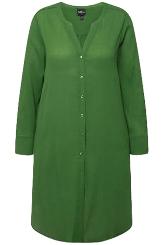 Ulla Popken Damen große Größen Übergrößen Plus Size Longbluse, Struktur, A-Linie, Tunika-Ausschnitt, Langarm moosgrün 54+ 828856439-54+ von Ulla Popken