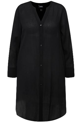 Ulla Popken Damen große Größen Übergrößen Plus Size Longbluse, Struktur, A-Linie, Tunika-Ausschnitt, Langarm schwarz 54+ 828856100-54+ von Ulla Popken