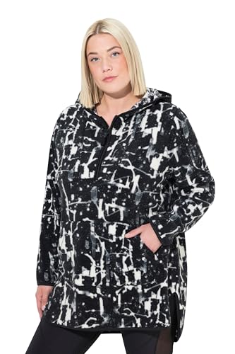 Ulla Popken Damen große Größen Übergrößen Plus Size Longpullover, Teddyfleece, Kapuze, Langarm schwarz 46+ 833173100-46+ von Ulla Popken