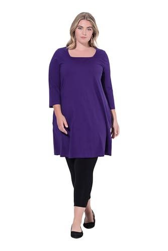 Ulla Popken Damen große Größen Übergrößen Plus Size Longshirt, A-Linie, Carré-Ausschnitt, 3/4-Arm Lilie 50+ 825970843-50+ von Ulla Popken