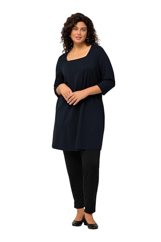 Ulla Popken Damen große Größen Übergrößen Plus Size Longshirt, A-Linie, Carree-Ausschnitt, 3/4-Arm Marine 50+ 825970130-50+ von Ulla Popken