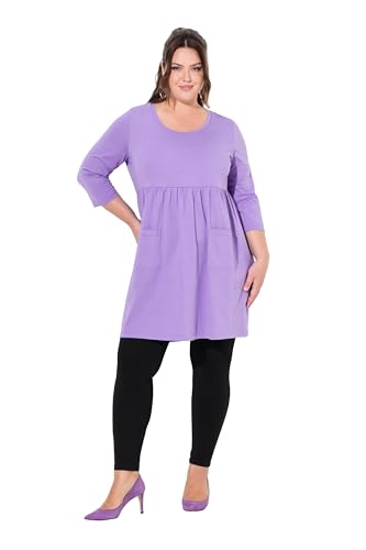 Ulla Popken Damen große Größen Übergrößen Plus Size Longshirt, A-Linie, Rundhals, 3/4-Arm, Taschen lila 46+ 838086824-46+ von Ulla Popken