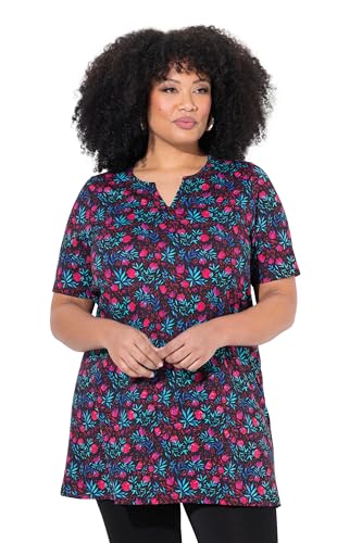 Ulla Popken Damen große Größen Übergrößen Plus Size Longshirt, A-Linie, Tunika-Ausschnitt, Halbarm, Taschen schwarz 58+ 839692100-58+ von Ulla Popken