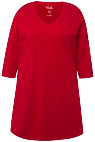Ulla Popken Damen große Größen Übergrößen Plus Size Longshirt, A-Linie, V-Ausschnitt, 3/4-Arm Salsa 46+ 825989530-46+ von Ulla Popken