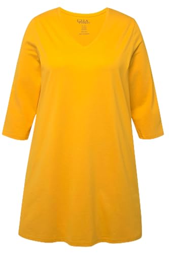 Ulla Popken Damen große Größen Übergrößen Plus Size Longshirt, A-Linie, V-Ausschnitt, 3/4-Arm apfelsine 54+ 825989655-54+ von Ulla Popken