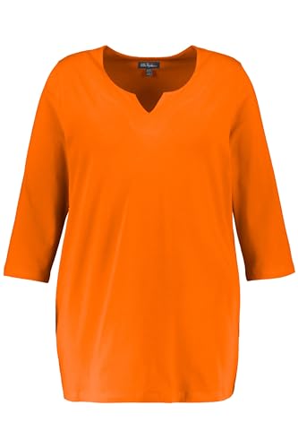 Ulla Popken Damen große Größen Übergrößen Plus Size Longshirt, A-Linie, V-Ausschnitt, 3/4-Arm orange 42+ 801021660-42+, 42-44 von Ulla Popken