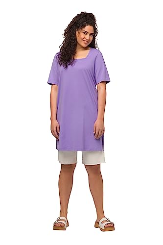 Ulla Popken Damen große Größen Übergrößen Plus Size Longshirt, Classic, Carree-Ausschnitt, Halbarm blaues Flieder 50+ 822005810-50+ von Ulla Popken