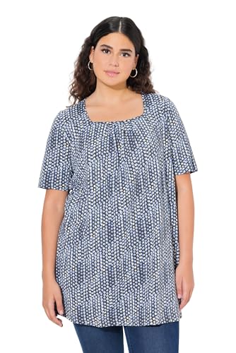 Ulla Popken Damen große Größen Übergrößen Plus Size Longshirt, Punkte, A-Linie, Carree-Ausschnitt, Halbarm Graphitgrau 46+ 837481100-46+ von Ulla Popken