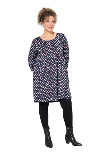 Ulla Popken Damen große Größen Übergrößen Plus Size Longshirt, Punkte, A-Linie, Rundhals, 3/4-Arm Marine 58+ 838081130-58+ von Ulla Popken