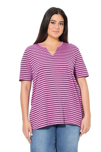 Ulla Popken Damen große Größen Übergrößen Plus Size Longshirt, Ringel, A-Linie, Rundhals, Halbarm kühles pink 46+ 837972807-46+ von Ulla Popken