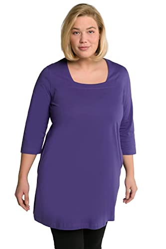 Ulla Popken Damen große Größen Übergrößen Plus Size Longshirt, Taschen, A-Linie, Carree-Ausschnitt, 3/4-Arm Dunkles lila 58+ 806209875-58+ von Ulla Popken