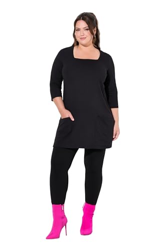 Ulla Popken Damen große Größen Übergrößen Plus Size Longshirt, Taschen, A-Linie, Carree-Ausschnitt, 3/4-Arm schwarz 58+ 836993100-58+ von Ulla Popken