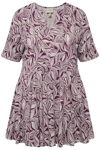 Ulla Popken Damen große Größen Übergrößen Plus Size Longshirt, Tunika-Ausschnitt, Halbarm, Biobaumwolle waldbeere 50+ 831746833-50+ von Ulla Popken