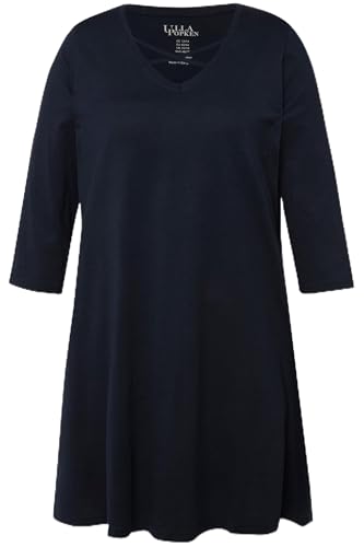 Ulla Popken Damen große Größen Übergrößen Plus Size Longshirt, Zierbänder, A-Linie, V-Ausschnitt, 3/4-Arm Marine 46+ 825969130-46+ von Ulla Popken