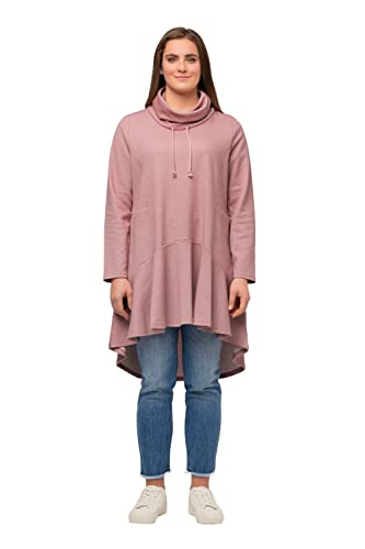 Ulla Popken Damen große Größen Übergrößen Plus Size Longsweater, Fischgrat, Volantsaum, Stehkragen, Langarm rosequartz 46+ 815291535-46+ von Ulla Popken