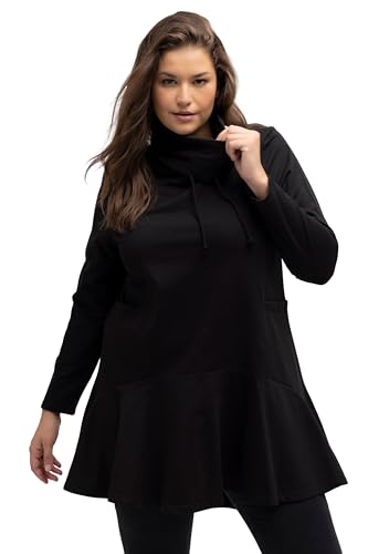 Ulla Popken Damen große Größen Übergrößen Plus Size Longsweater, hinten länger, A-Linie, Stehkragen, Langarm schwarz 46+ 805559100-46+ von Ulla Popken