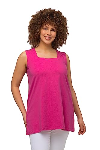 Ulla Popken Damen große Größen Übergrößen Plus Size Longtop, Classic Fit, Carree-Ausschnitt, ärmellos Fuchsia pink 50+ 807310815-50+ von Ulla Popken