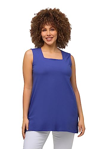 Ulla Popken Damen große Größen Übergrößen Plus Size Longtop, Classic Fit, Carree-Ausschnitt, ärmellos blau lila 46+ 807310720-46+ von Ulla Popken