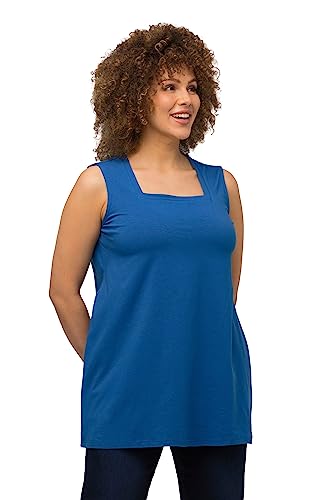 Ulla Popken Damen große Größen Übergrößen Plus Size Longtop, Classic Fit, Carree-Ausschnitt, ärmellos grau blau 50+ 807310744-50+ von Ulla Popken