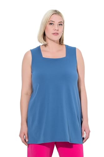 Ulla Popken Damen große Größen Übergrößen Plus Size Longtop, Classic Fit, Carré-Ausschnitt, ärmellos denimblau 50+ 807310721-50+ von Ulla Popken