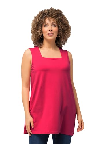 Ulla Popken Damen große Größen Übergrößen Plus Size Longtop, Classic Fit, Carré-Ausschnitt, ärmellos dunkel rosa 50+ 807310538-50+ von Ulla Popken