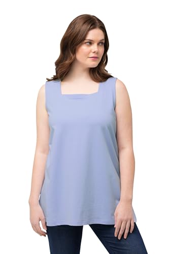 Ulla Popken Damen große Größen Übergrößen Plus Size Longtop, Classic Fit, Carré-Ausschnitt, ärmellos himmelblau 54+ 807310708-54+ von Ulla Popken
