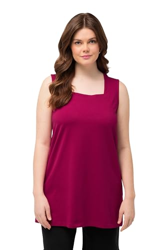 Ulla Popken Damen große Größen Übergrößen Plus Size Longtop, Classic Fit, Carré-Ausschnitt, ärmellos magnolienrot 58+ 807310820-58+ von Ulla Popken