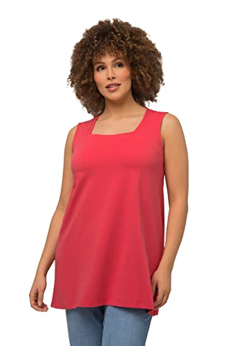 Ulla Popken Damen große Größen Übergrößen Plus Size Longtop, Classic Fit, Carree-Ausschnitt, ärmellos Himbeere 54+ 807310536-54+ von Ulla Popken