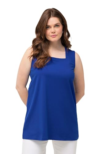 Ulla Popken Damen große Größen Übergrößen Plus Size Longtop, Classic Fit, Carré-Ausschnitt, ärmellos Kobaltblau 50+ 807310760-50+ von Ulla Popken