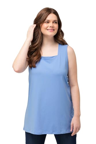 Ulla Popken Damen große Größen Übergrößen Plus Size Longtop, Classic Fit, Carré-Ausschnitt, ärmellos wolkenblau 50+ 807310718-50+ von Ulla Popken
