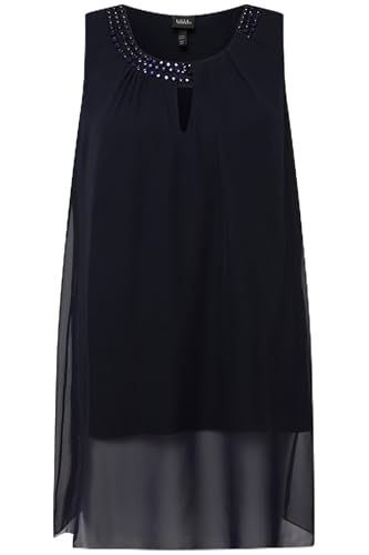 Ulla Popken Damen große Größen Übergrößen Plus Size Longtunika, Ziersteine, A-Linie, Rundhals, ärmellos Marine 50+ 819532130-50+ von Ulla Popken