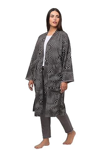 Ulla Popken Damen große Größen Übergrößen Plus Size Loungewear-Langjacke, Oversized, offene Form, kuschelweich anthrazit 58+ 821538349-58+ von Ulla Popken