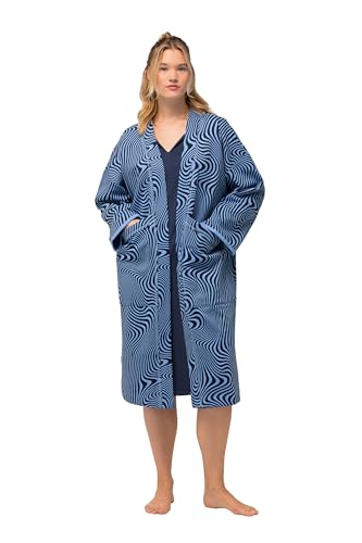 Ulla Popken Damen große Größen Übergrößen Plus Size Loungewear-Langjacke, Oversized, offene Form, kuschelweich nachtblau 50+ 821538139-50+ von Ulla Popken