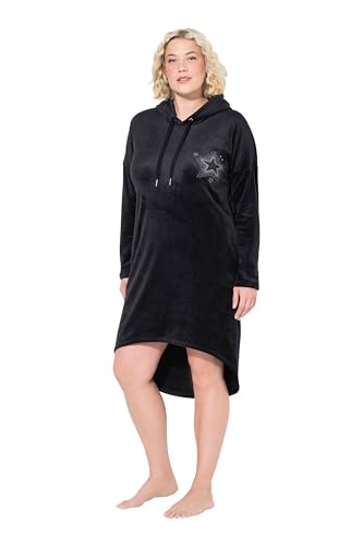 Ulla Popken Damen große Größen Übergrößen Plus Size Loungewear-Nickikleid, Kapuze, Langarm, recycelt schwarz 54+ 834550100-54+ von Ulla Popken